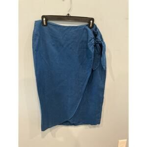 Boden Womens Linen Skirt Size 8 Blue Beach Preppy Coastal Lagenlook Vacay Tie